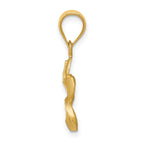 14K Gold Diamond-Cut Plumeria Pendant with Textured Back  Elegant Floral Design