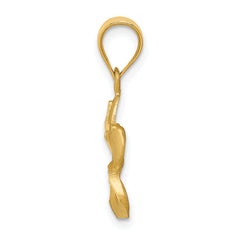 14K Gold Diamond-Cut Plumeria Pendant with Textured Back  Elegant Floral Design