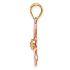 14K Two-Tone Rose and Yellow Gold Daisy Pendant  Solid, Casted, Elegant Design