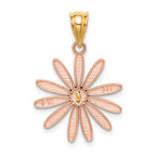 14K Two-Tone Rose and Yellow Gold Daisy Pendant  Solid, Casted, Elegant Design