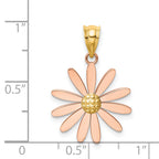 14K Two-Tone Rose and Yellow Gold Daisy Pendant  Solid, Casted, Elegant Design