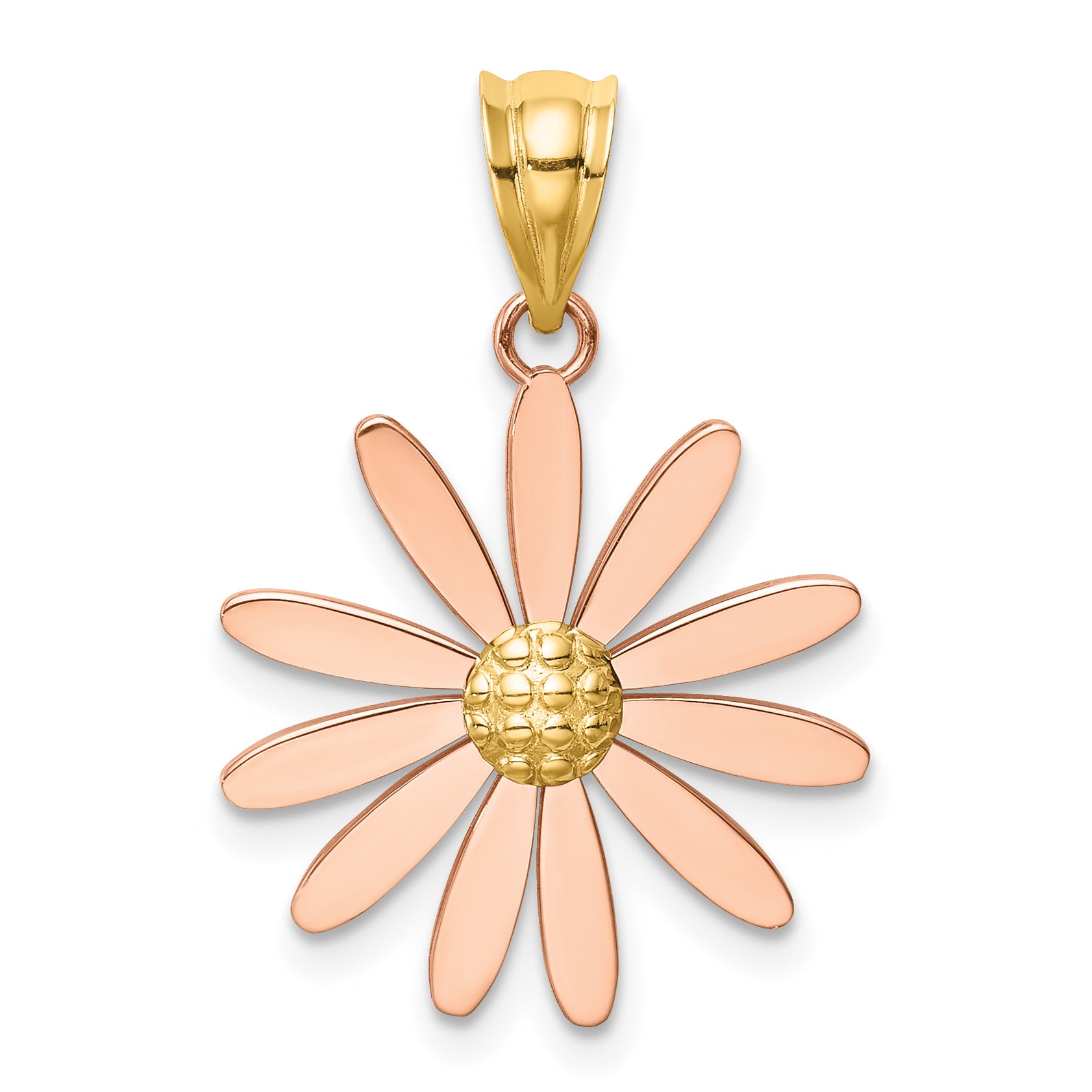 14k Two-tone Rose and Yellow Gold Daisy Pendant Main image