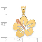 14k Yellow and Rose Gold Hibiscus Pendant with Polished Two-Tone Finish