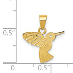 14K Gold Hummingbird Pendant with Polished Textured Design