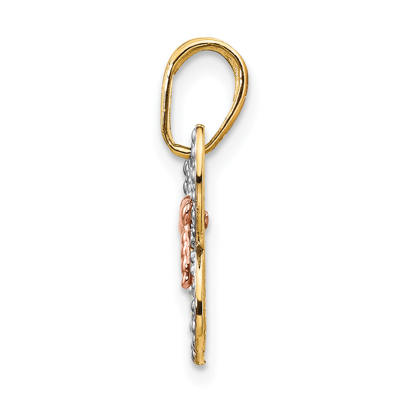 14K Two-Tone Gold Butterfly Pendant with White Rhodium Diamond-Cut Design Secondary image