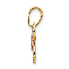 14K Two-Tone Gold Butterfly Pendant with White Rhodium Diamond-Cut Design
