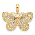 14K Two-Tone Gold Butterfly Pendant with White Rhodium Diamond-Cut Design