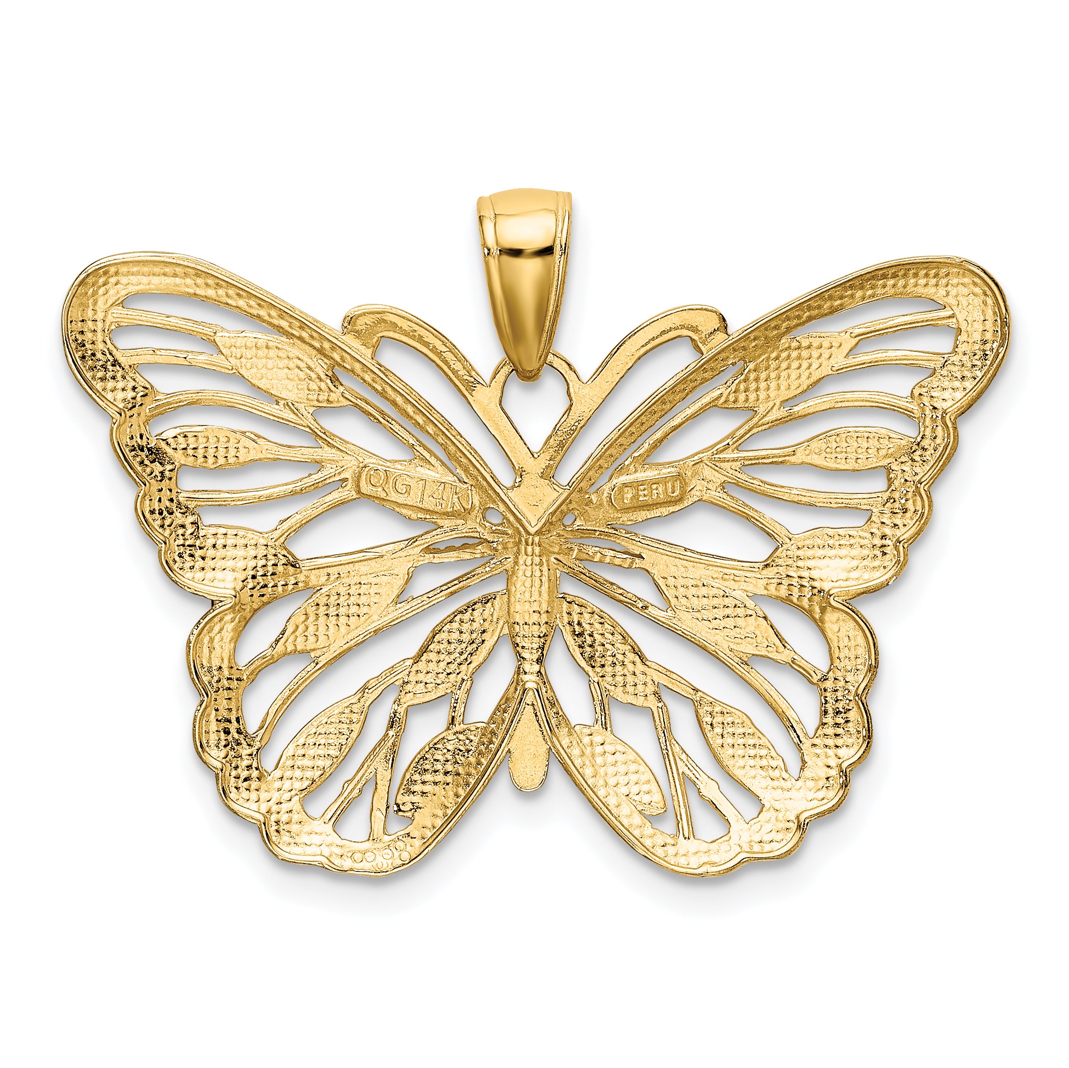 14k and Rhodium Butterfly Pendant