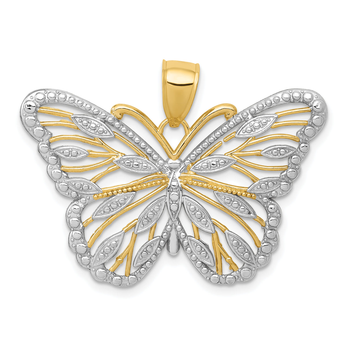 14k and Rhodium Butterfly Pendant