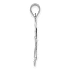 14K White Gold Dragonfly Pendant with Diamond-Cut Filigree Detailing