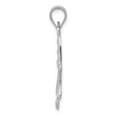 14K White Gold Dragonfly Pendant with Diamond-Cut Filigree Detailing