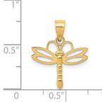 14K Gold Dragonfly Pendant with Polished Finish  Elegant and Solid Design