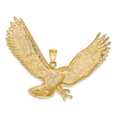 14K Gold Men's Eagle Pendant with Polished Finish and Textured Detail