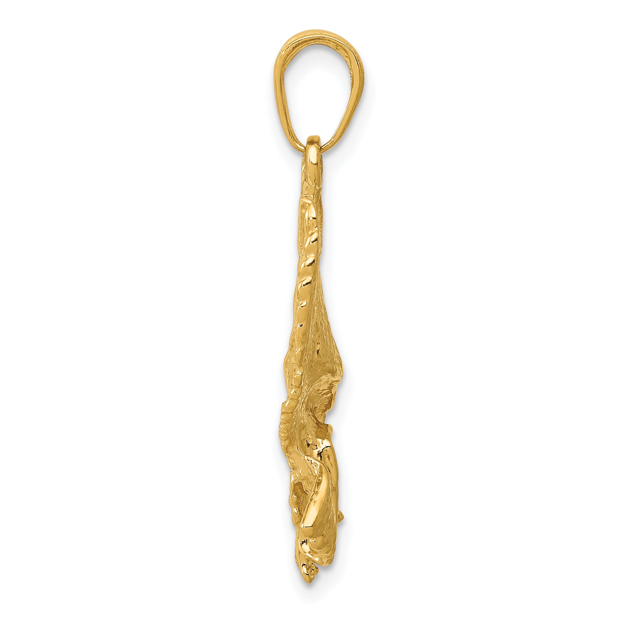 14K Gold Eagle Charm for Men with Polished Textured Design Secondary image