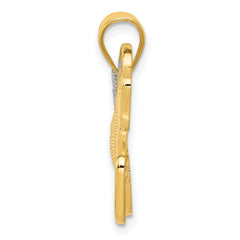 14K Gold and Rhodium Filigree Horse Pendant for Men  Polished, Elegant Design