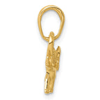 14K Gold Polished Elephant Charm Pendant  Solid, Casted, Elegant Design