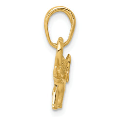 14K Gold Polished Elephant Charm Pendant  Solid, Casted, Elegant Design