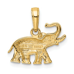 14K Gold Polished Elephant Charm Pendant  Solid, Casted, Elegant Design