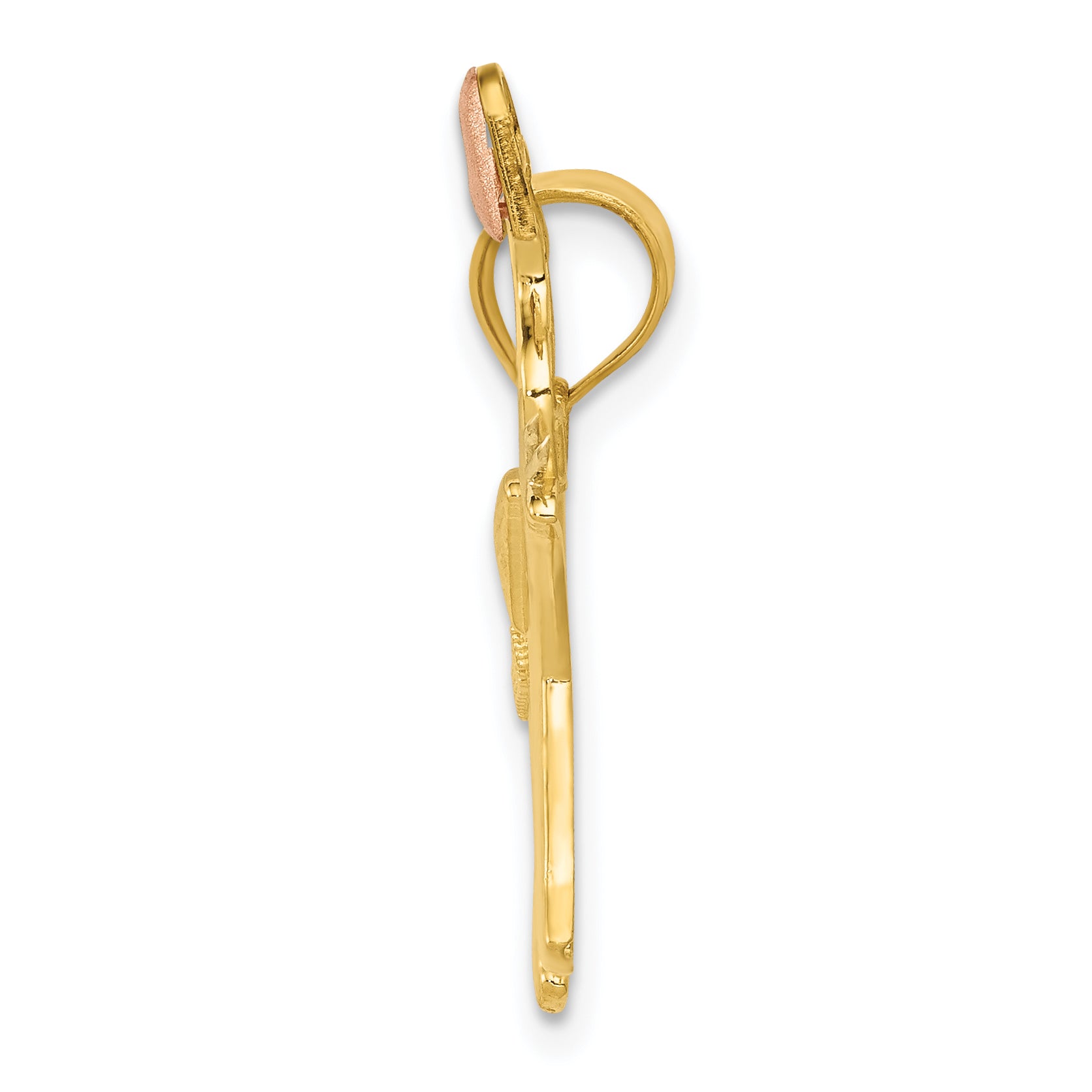 14K Two-Tone Gold Elephant Pendant with Heart, White Rhodium Detailing Secondary image