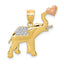 14k Two-tone w/White Rhodium D/C Elephant w/Heart Pendant