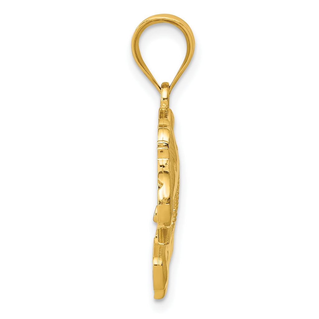 14K Gold Filigree Elephant Pendant  Elegant Casted Design