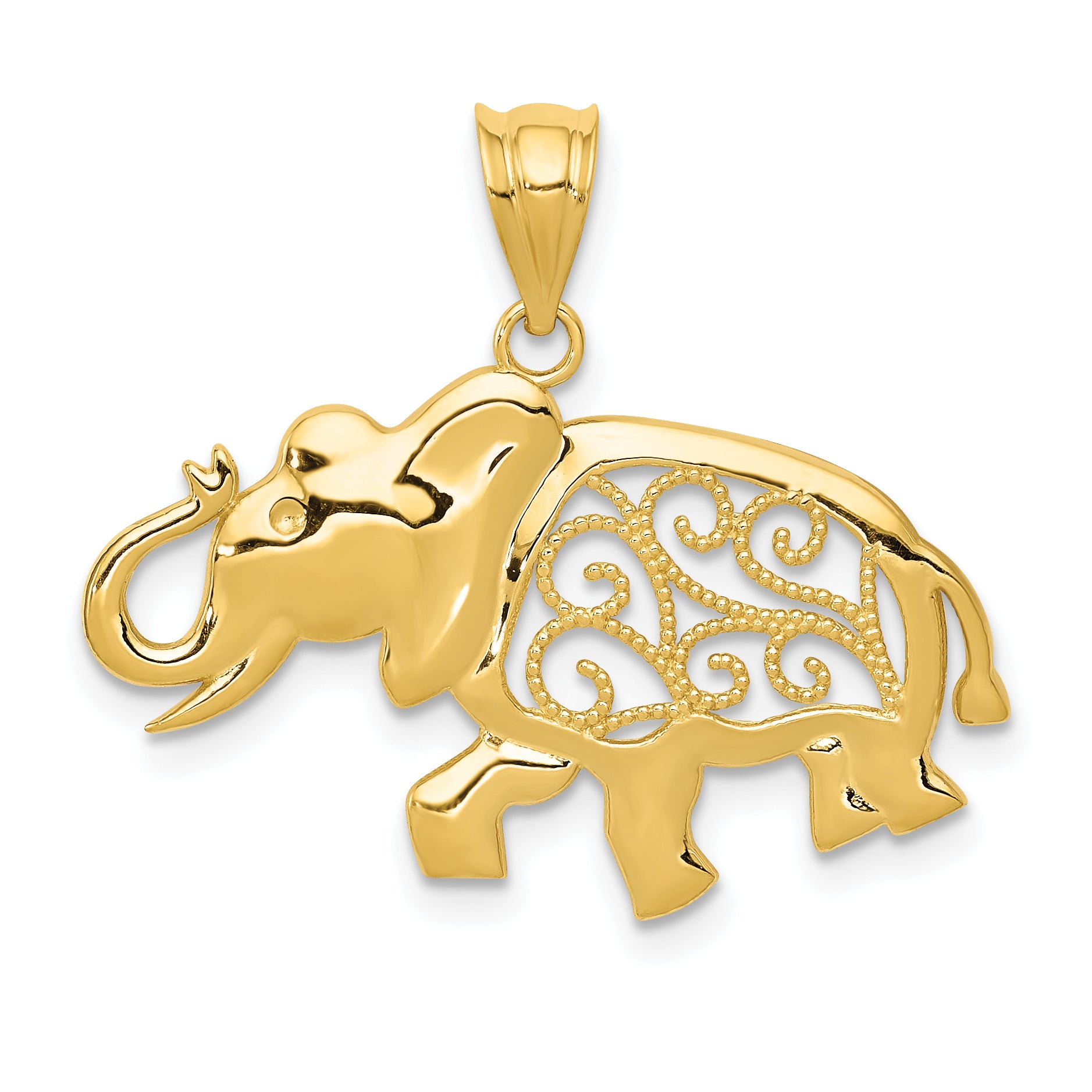14k Filigree Elephant Pendant Main image