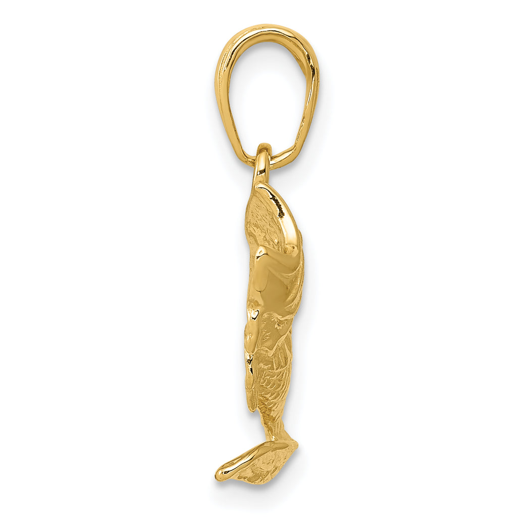 14K Gold Small Fish Charm for Men  Solid Casted Design, Elegant Yellow Finish