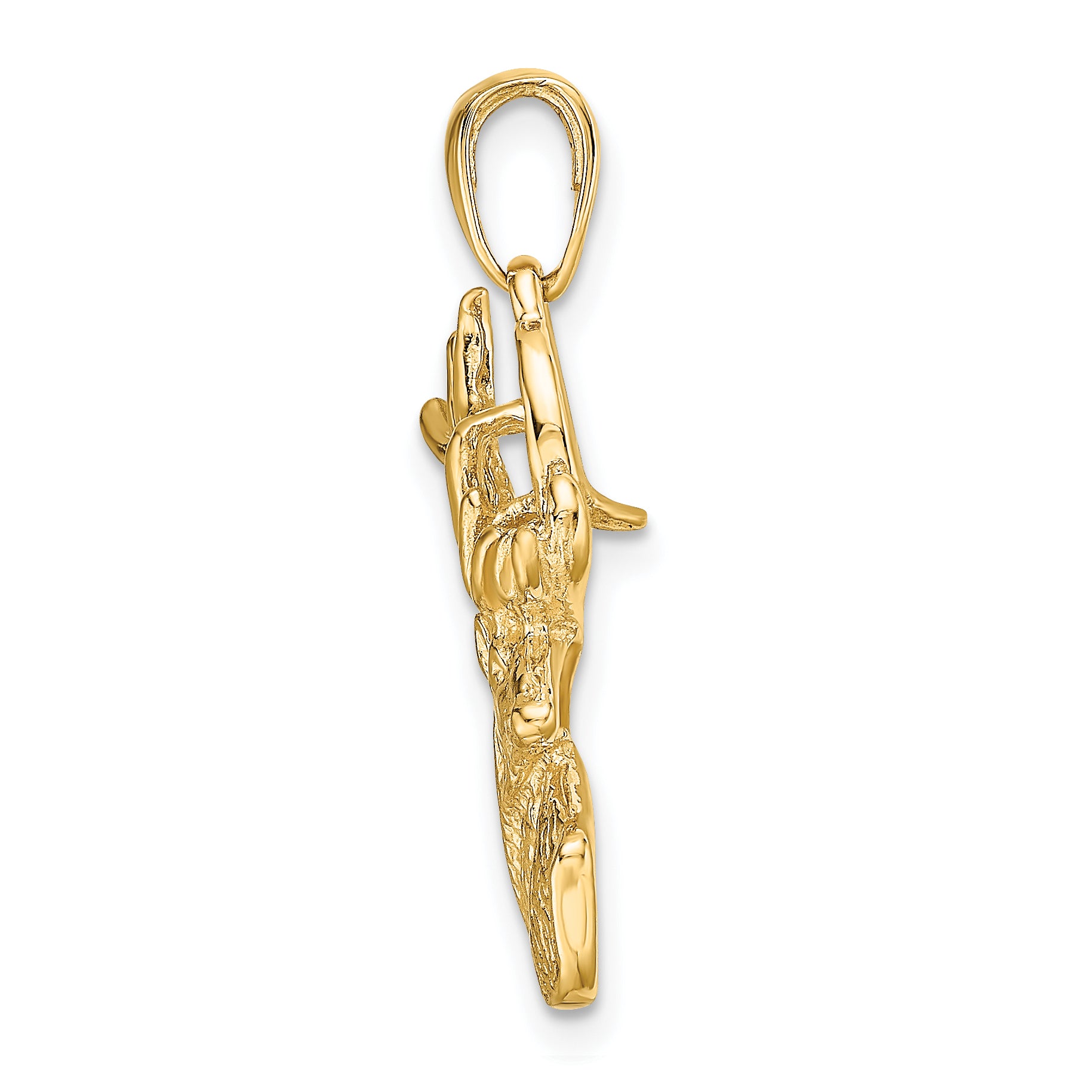 14K Gold Polished Deer Head Charm for Men  Solid Cast Design