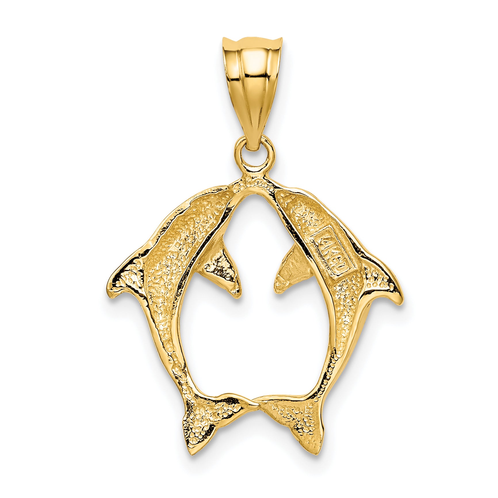 14K Gold Two Dolphins Pendant with Solid Cast Design  Elegant and Themed