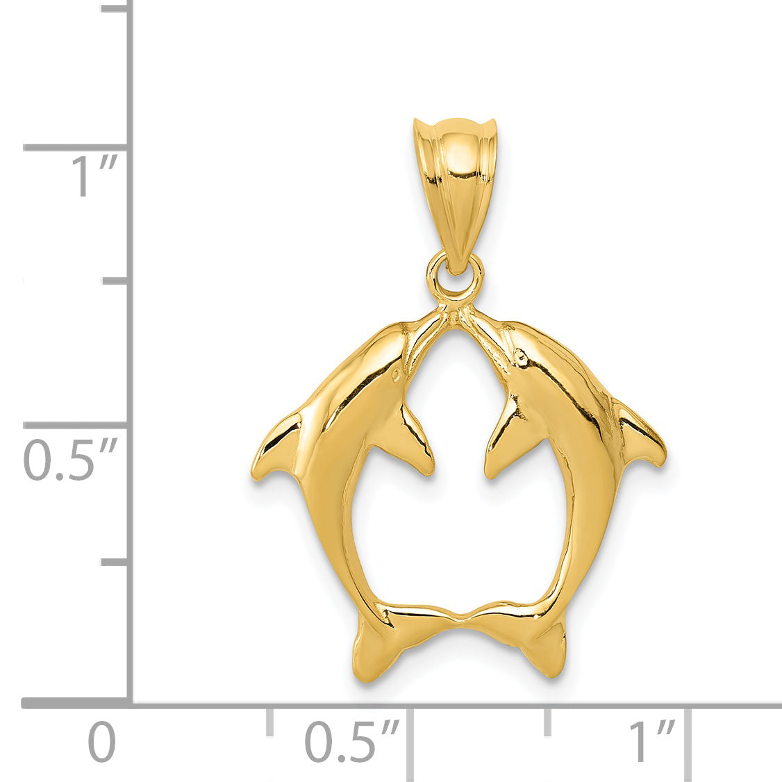 14K Gold Two Dolphins Pendant with Solid Cast Design  Elegant and Themed