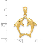 14K Gold Two Dolphins Pendant with Solid Cast Design  Elegant and Themed