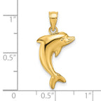 14K Gold Polished Dolphin Charm for Men, Solid Cast Design