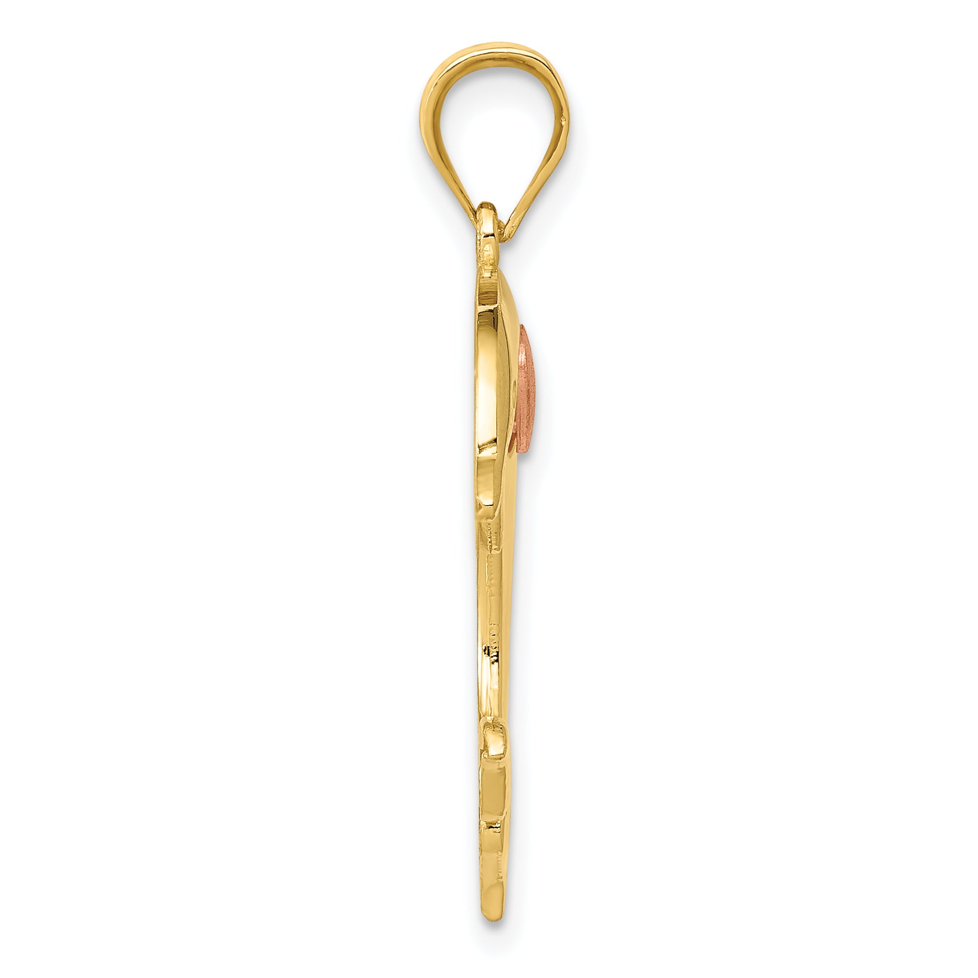14K Two-Tone Gold Dolphin Pendant with Heart Polished Finish Secondary image