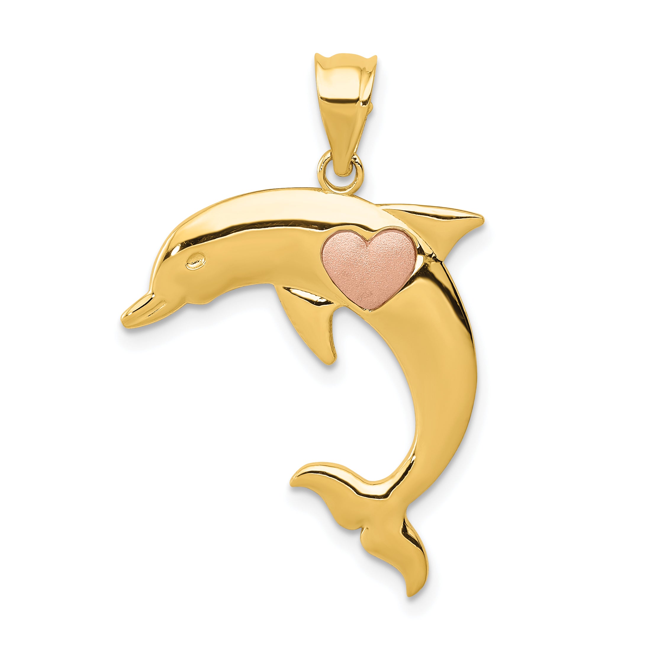 14k Two Tone Dolphin w/Heart Pendant Main image