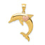 14k Two Tone Dolphin w/Heart Pendant
