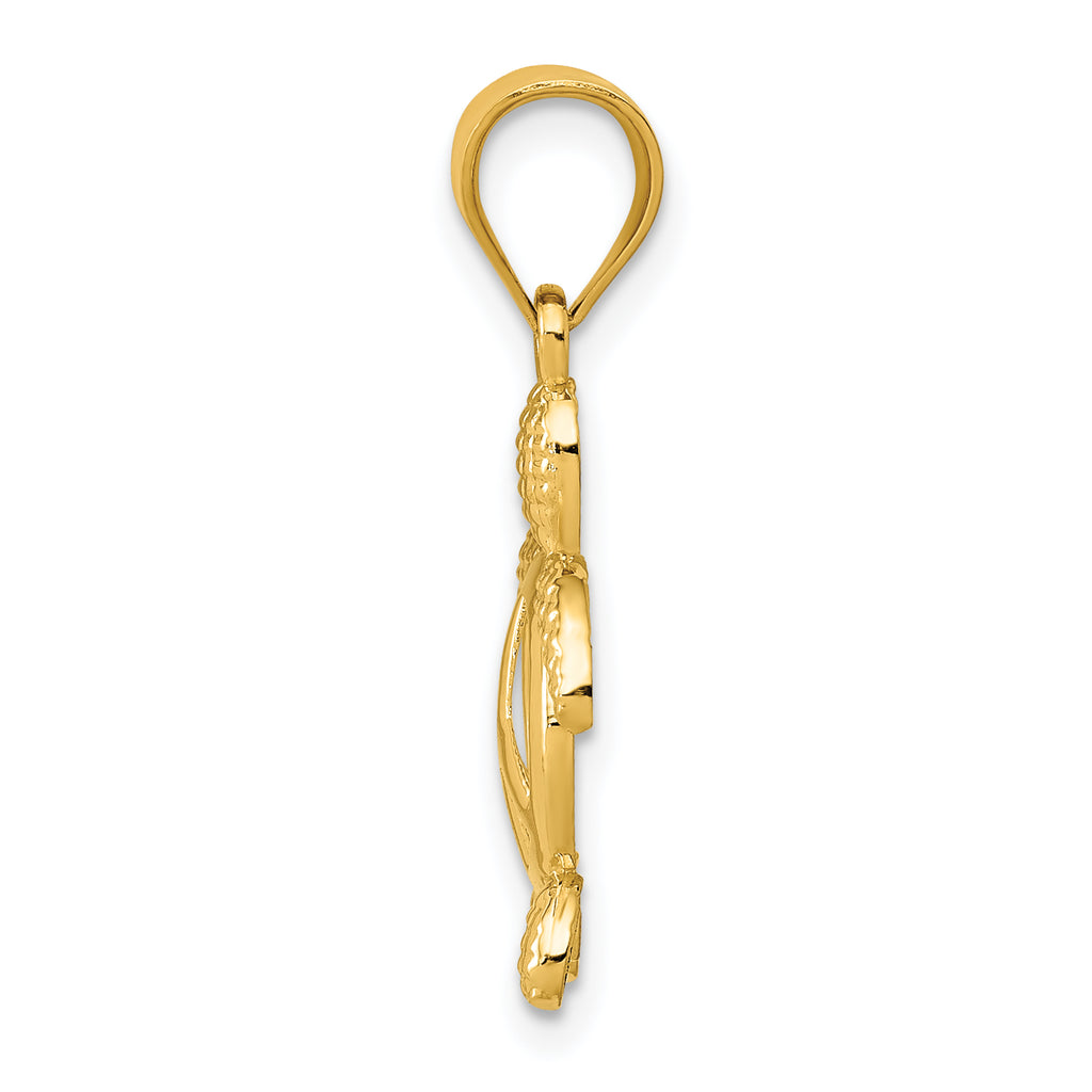 14K Gold Peace Turtle Pendant with Polished Finish for Men