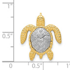 14K Two-Tone Gold Turtle Pendant Slide with Polished Finish