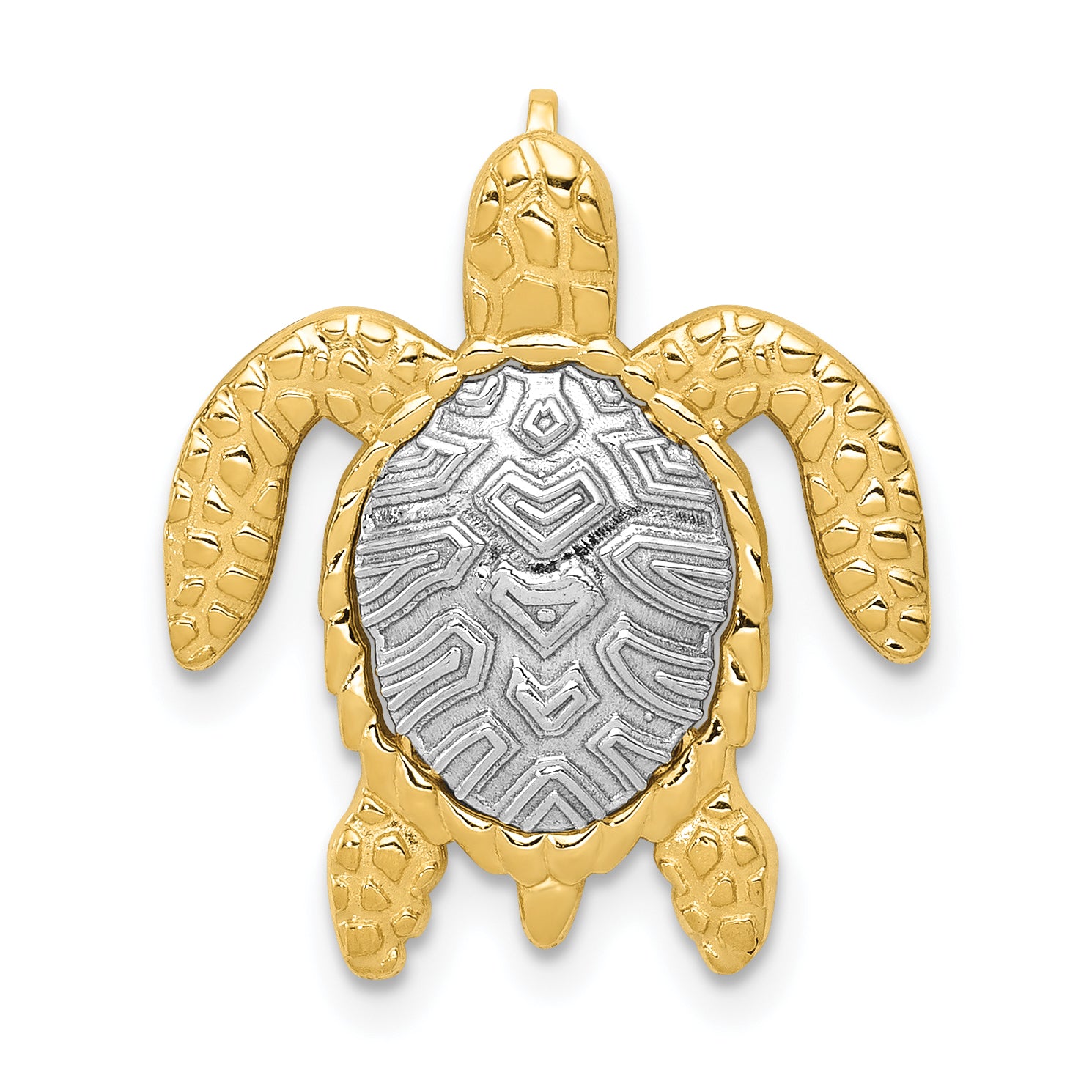 14K Two-Tone Turtle Pendant Slide Main image