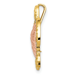 14K Two-Tone Gold Turtle Pendant Slide with Textured Rhodium Detailing