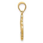 14K Gold and Rhodium Crown Pendant with Polished Finish
