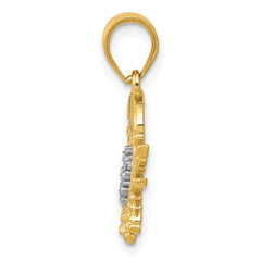 14K Gold Diamond-Cut Crab Pendant with Rhodium Accents  Polished & Solid