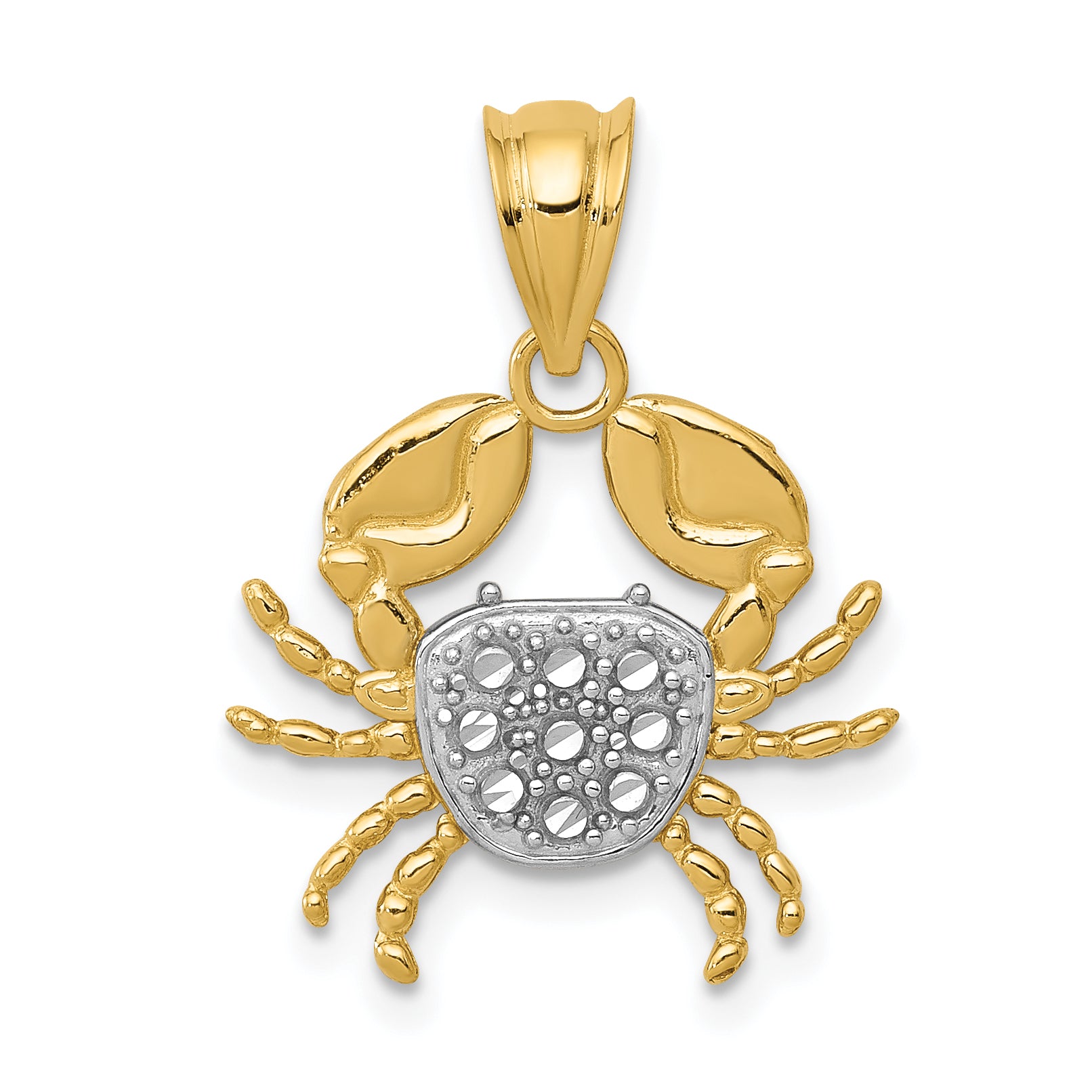 14K with Rhodium Diamond-Cut Crab Pendant Main image