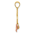14K Two-Tone Gold Pineapple Pendant with Plumeria and Diamond-Cut Finish