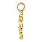 14K Gold Palm Tree Pendant with Solid Cast Design, Elegant Charm