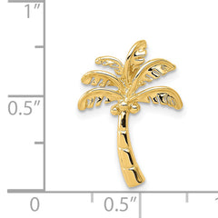 14K Gold Palm Tree Slide Pendant with Solid Cast Design