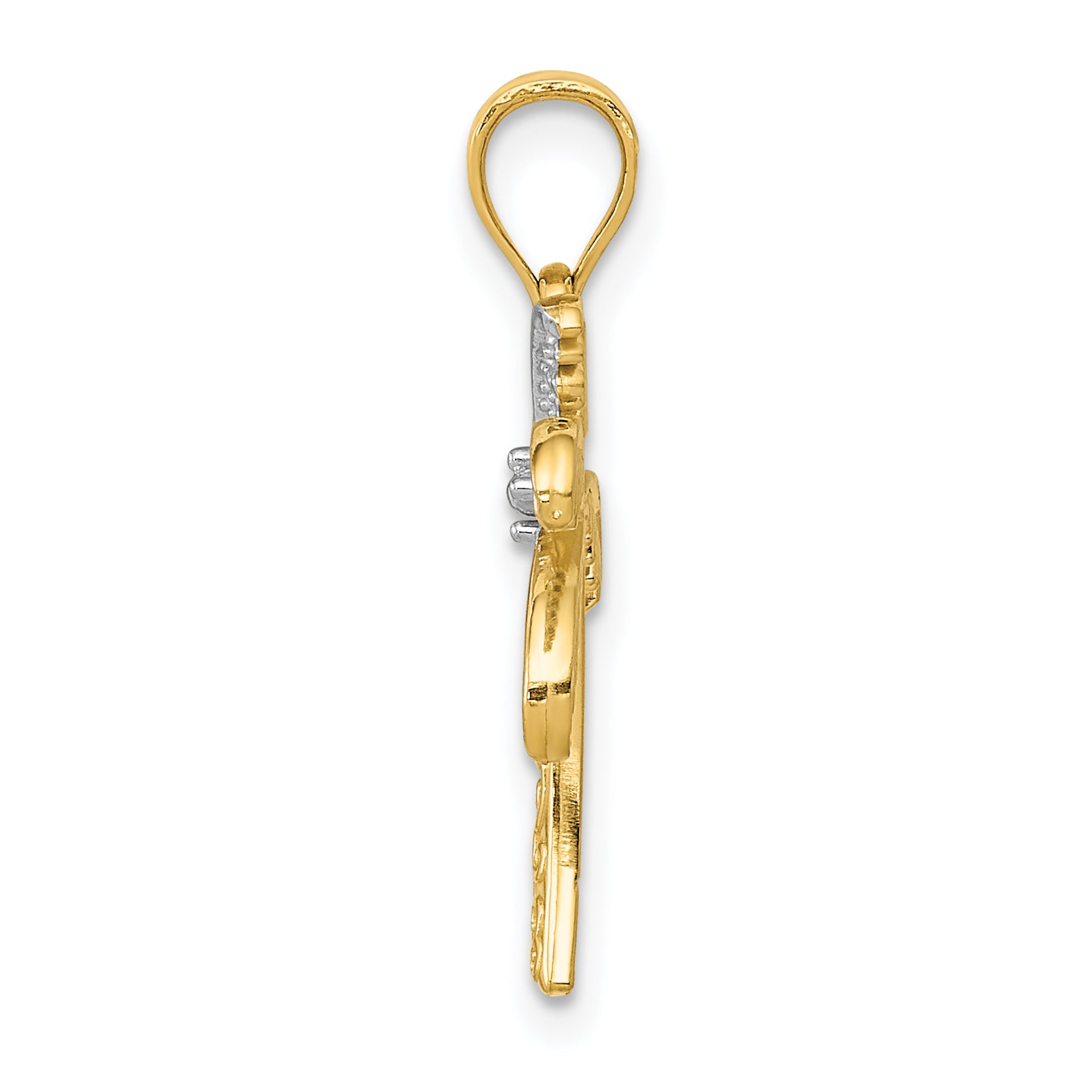 14K Gold Palm Tree Pendant with Rhodium Accents  Solid, Casted Design Secondary image