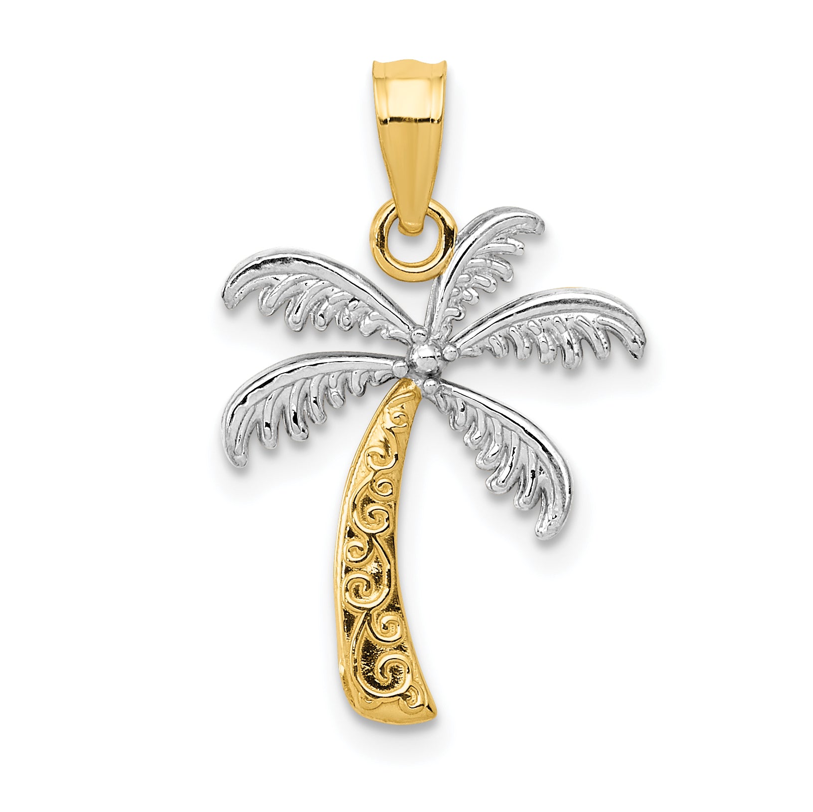 14K w/Rhodium Palm Tree Pendant Main image