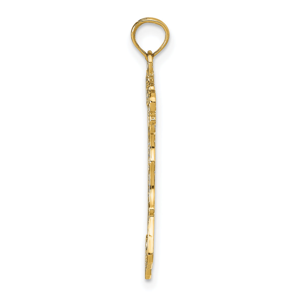 14K Gold Italy Map Charm Pendant with Solid Cast Design
