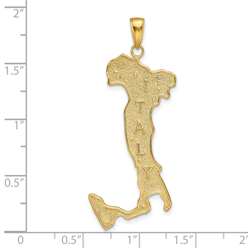 14K Gold Italy Map Pendant Solid Casted Design by Sophia Jewelers