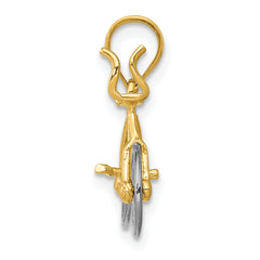 14K Two-Tone Gold 3D Moveable Bicycle Pendant for Men  Polished Finish